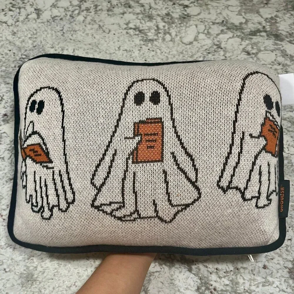 Ghoulish Halloween Viral Ghosts Reading Books Mini Double Sided Pillow